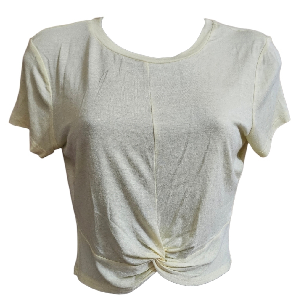Pastel Yellow Tie Knot Front Crop Top